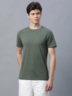 Men's Cotton Bamboo Round Neck T Shirt Olive