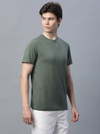 Men's Cotton Bamboo Round Neck T Shirt Olive