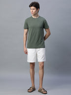 Men's Cotton Bamboo Round Neck T Shirt Olive