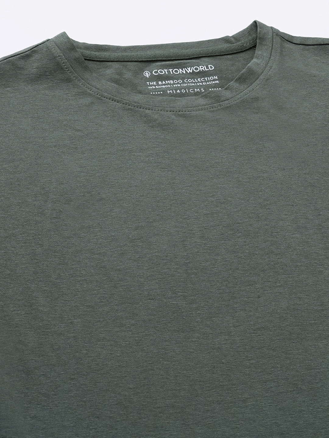 Men's Cotton Bamboo Round Neck T Shirt Olive