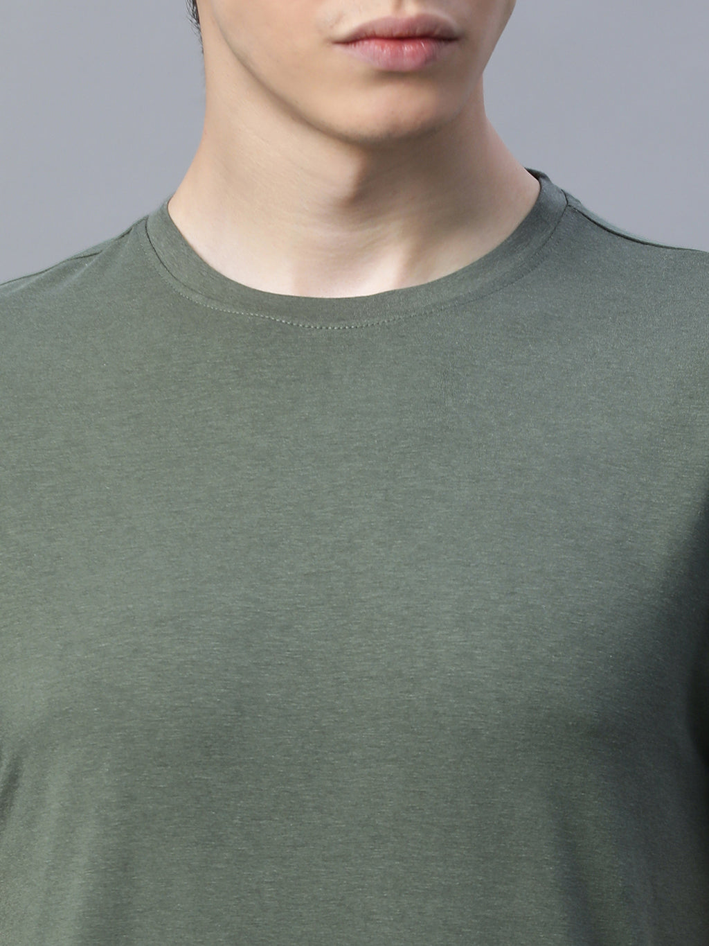 Men's Cotton Bamboo Round Neck T Shirt Olive