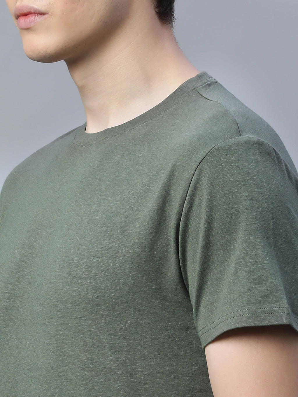 Men's Cotton Bamboo Round Neck T Shirt Olive