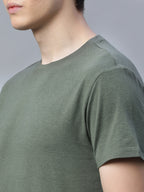 Men's Cotton Bamboo Round Neck T Shirt Olive