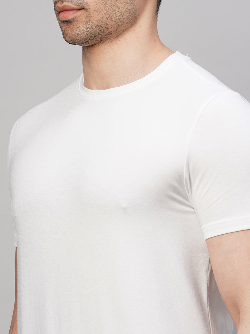 Men's Cotton Bamboo Elastane Regular Fit Tshirt White
