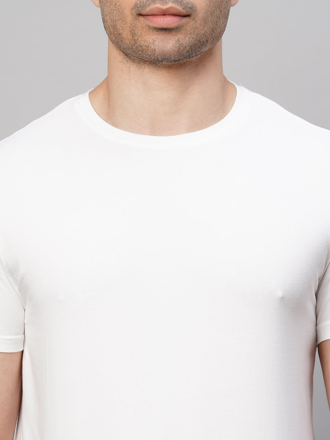 Men's Cotton Bamboo Elastane Regular Fit Tshirt White