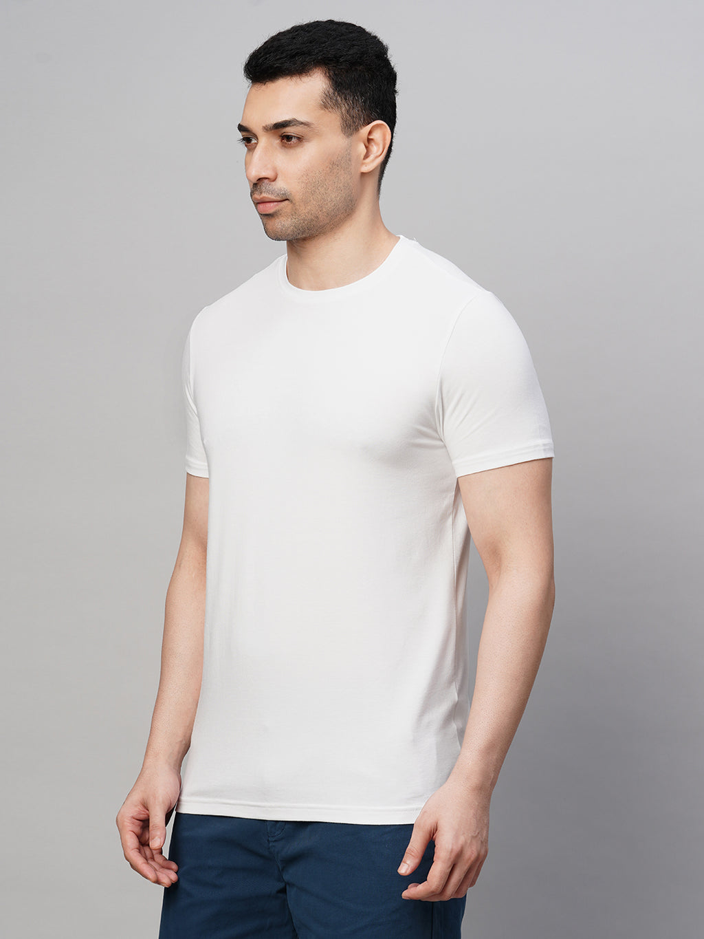 Men's Cotton Bamboo Elastane Regular Fit Tshirt White