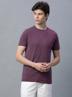 Men's Wine Cotton Bamboo Elastane Regular Fit Tshirt