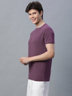 Men's Wine Cotton Bamboo Elastane Regular Fit Tshirt