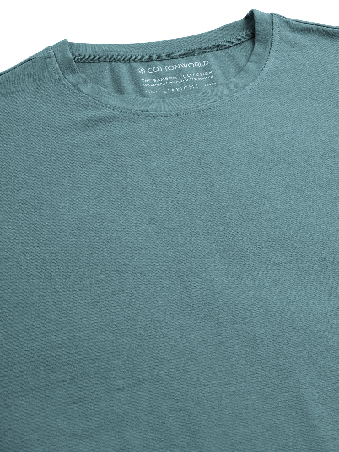 Men's Green Cotton Bamboo Elastane Regular Fit Tshirt