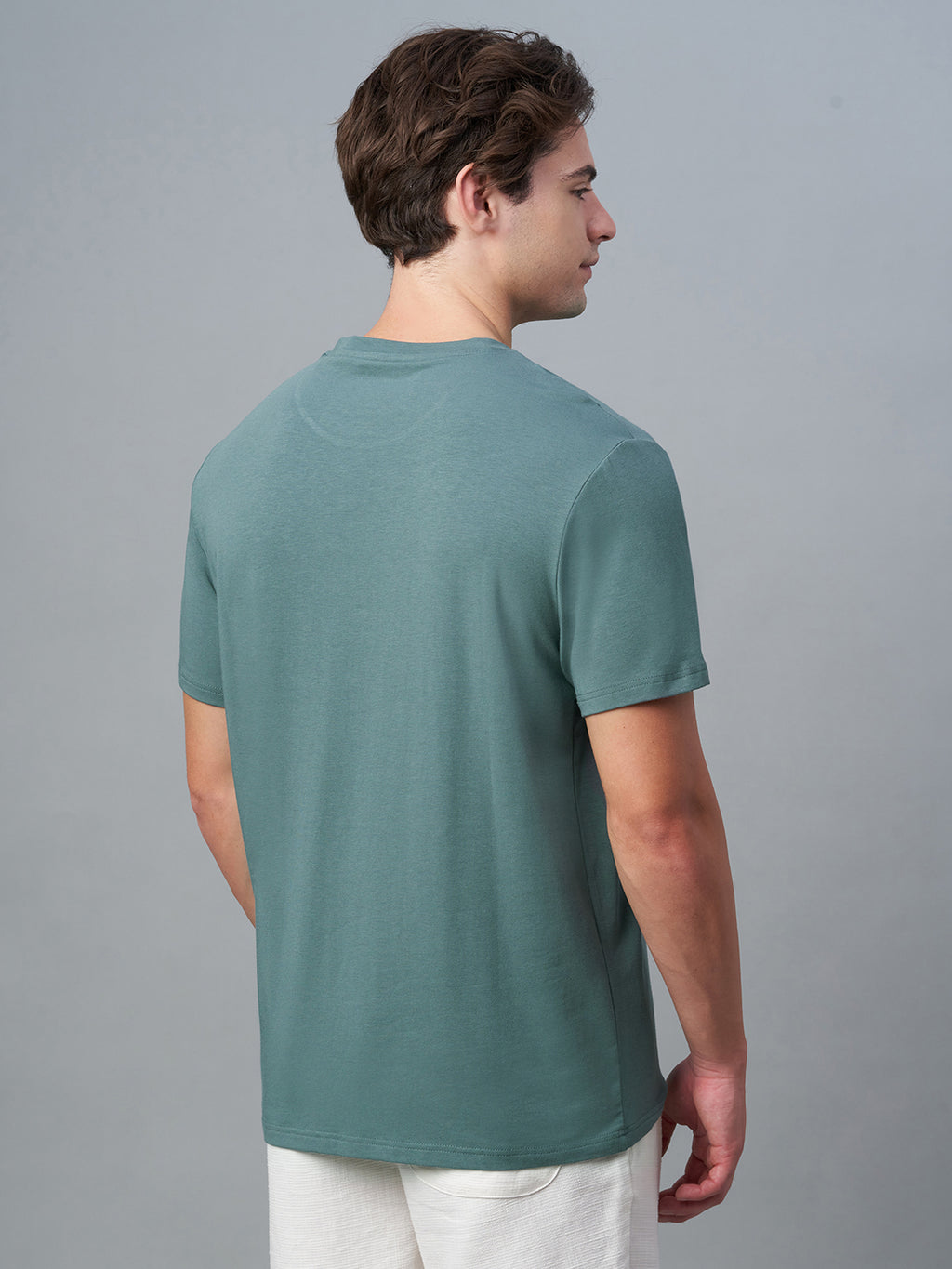 Men's Green Cotton Bamboo Elastane Regular Fit Tshirt