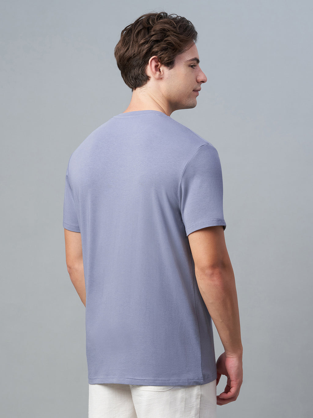 Men's Lavender Cotton Bamboo Elastane Regular Fit Tshirt