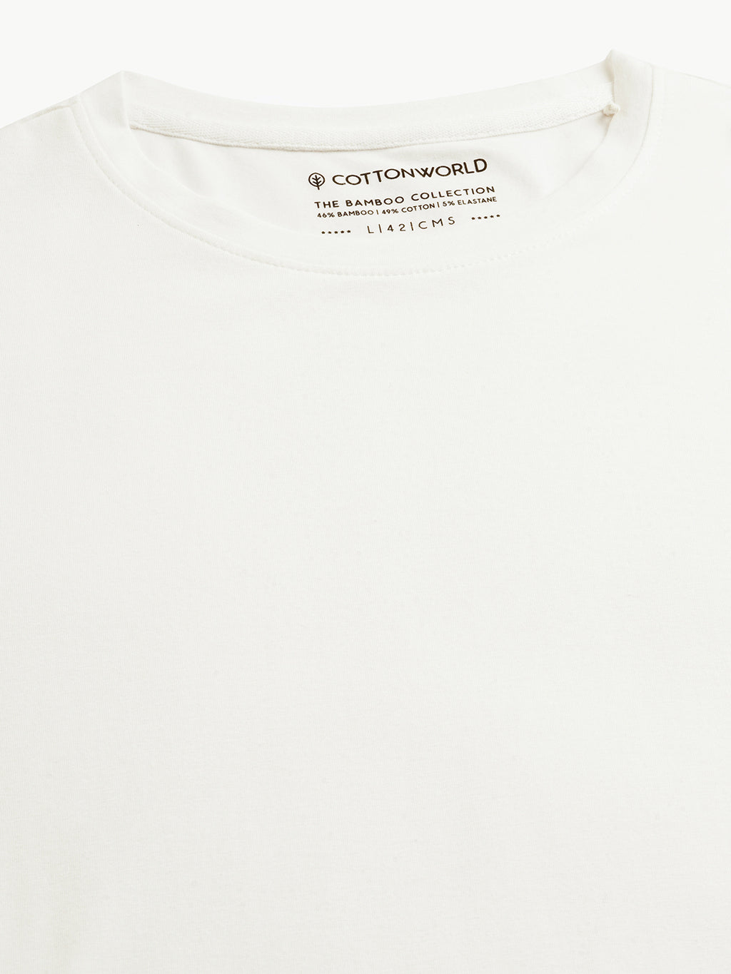 Men's Offwhite Cotton Bamboo Elastane Regular Fit Tshirt