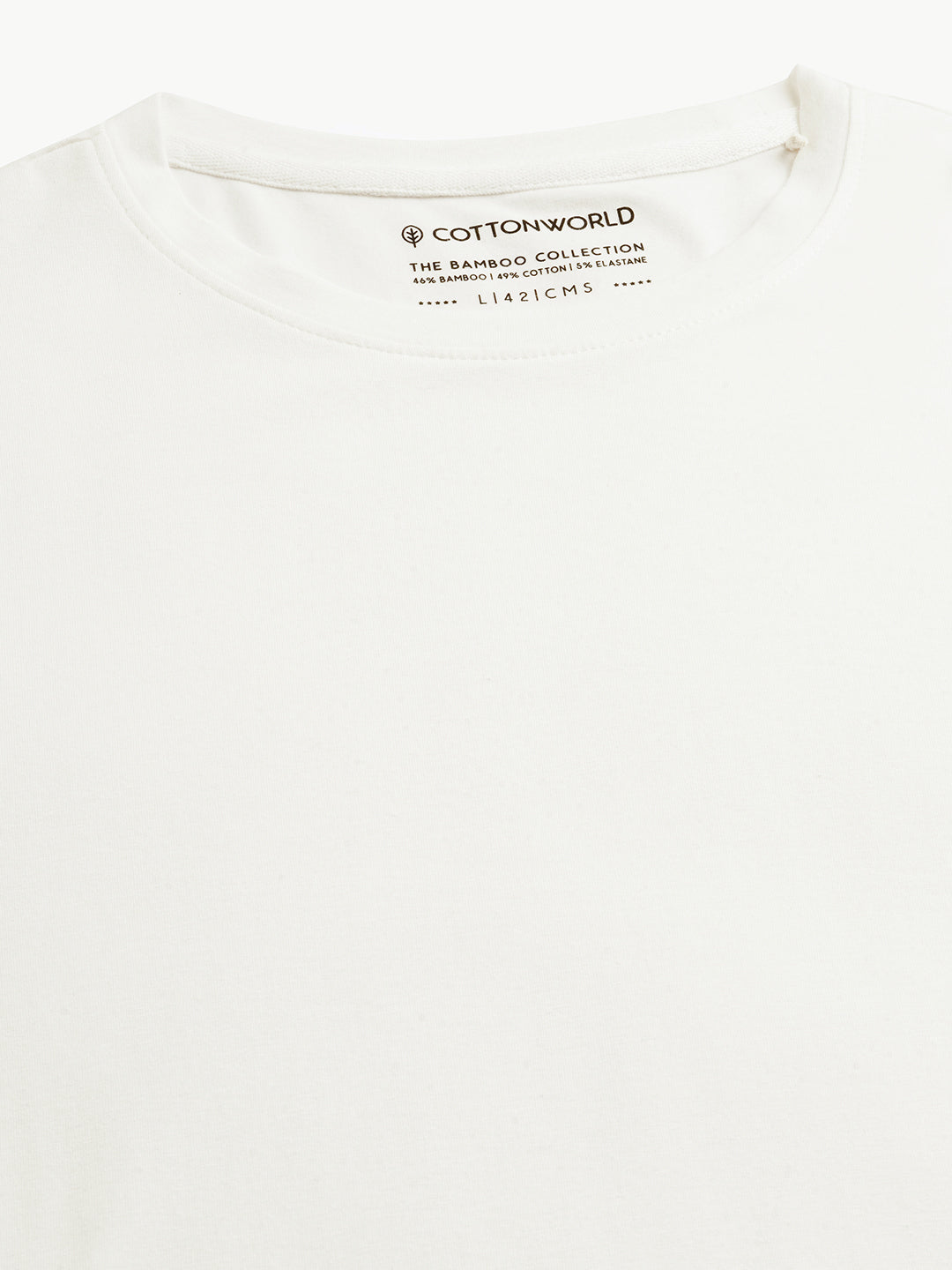 Men's Offwhite Cotton Bamboo Elastane Regular Fit Tshirt