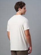 Men's Offwhite Cotton Bamboo Elastane Regular Fit Tshirt