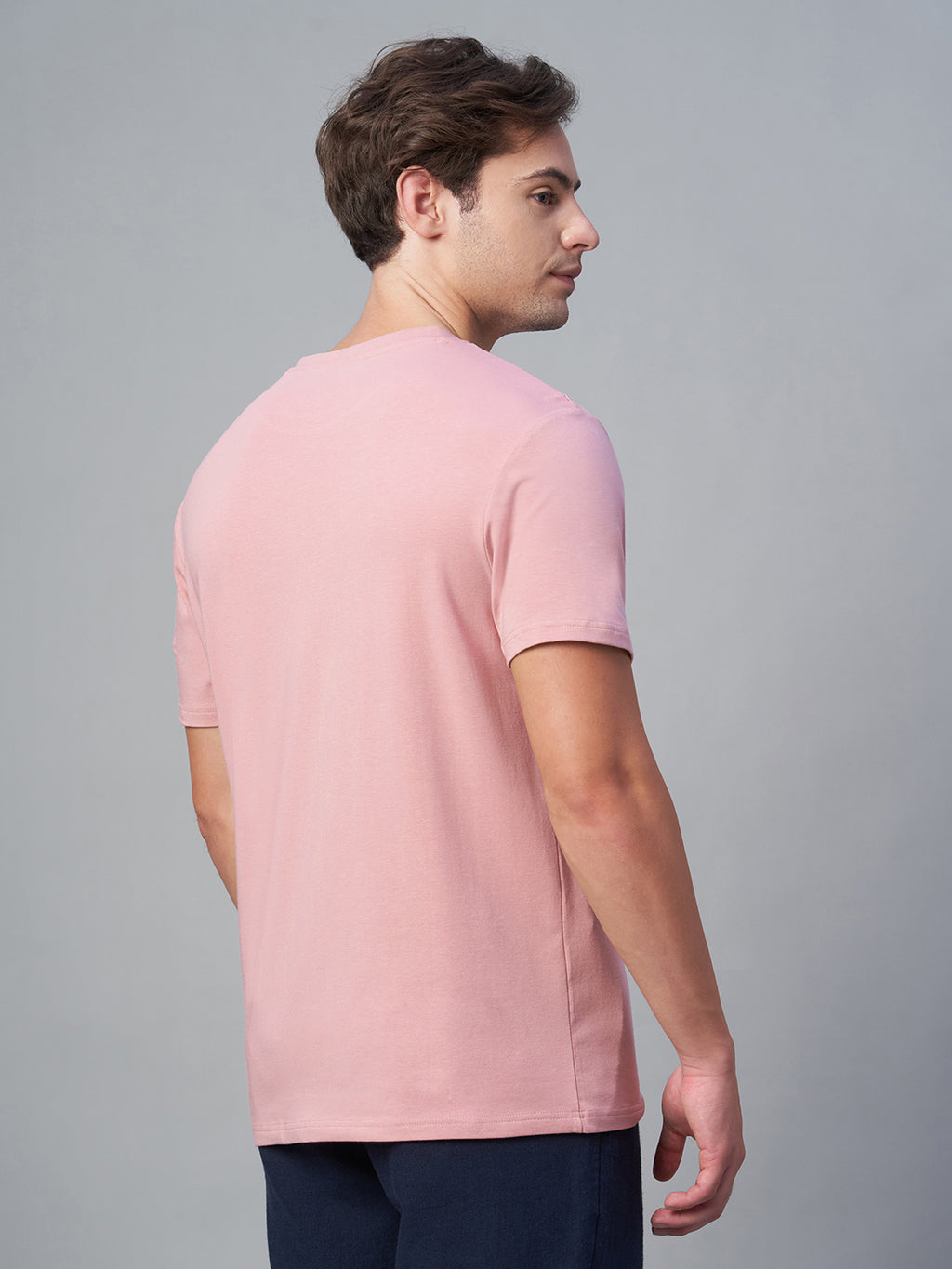 Men's Pink Cotton Bamboo Elastane Regular Fit Tshirt