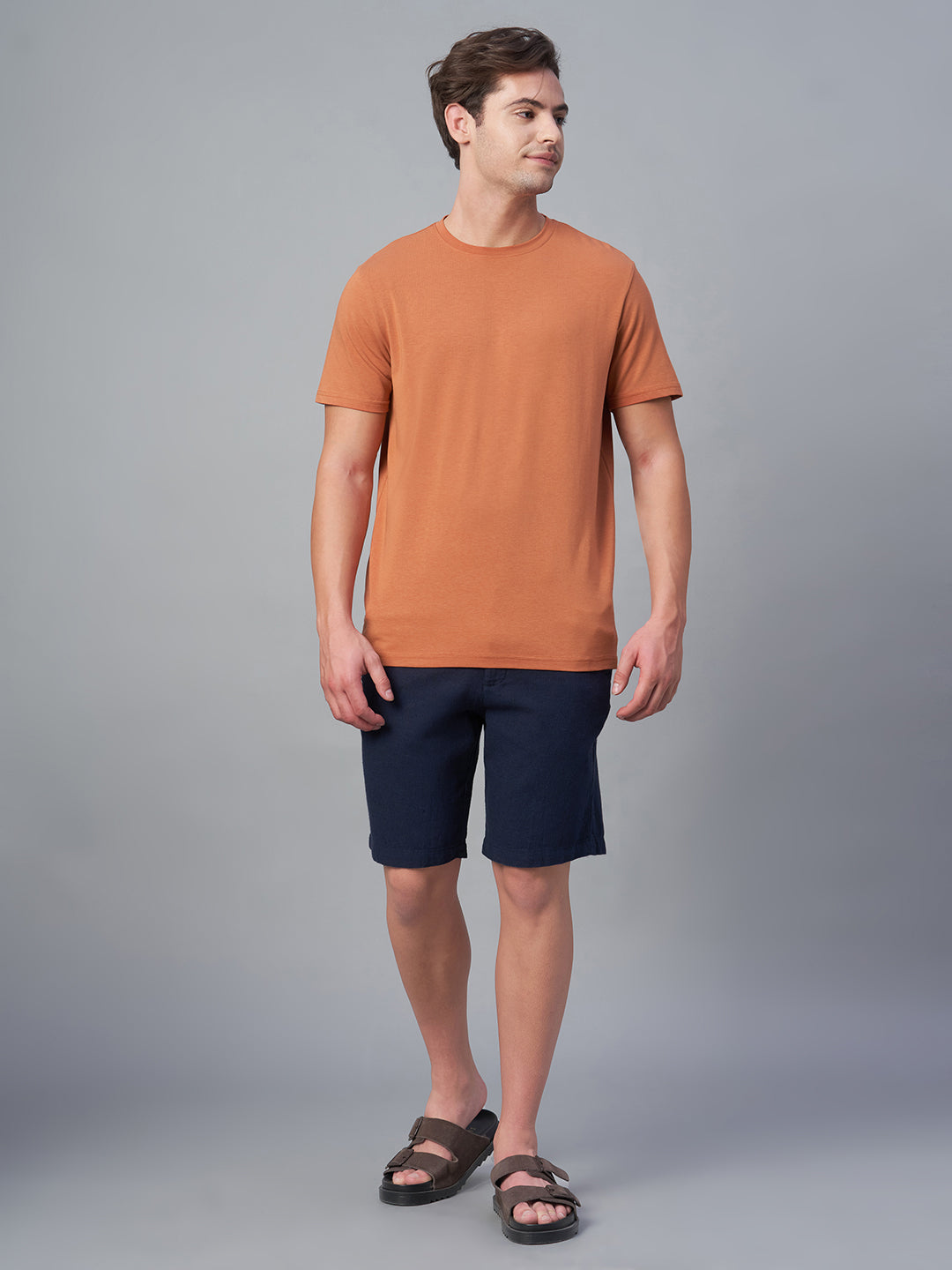 Men's Rust Cotton Bamboo Elastane Regular Fit Tshirt