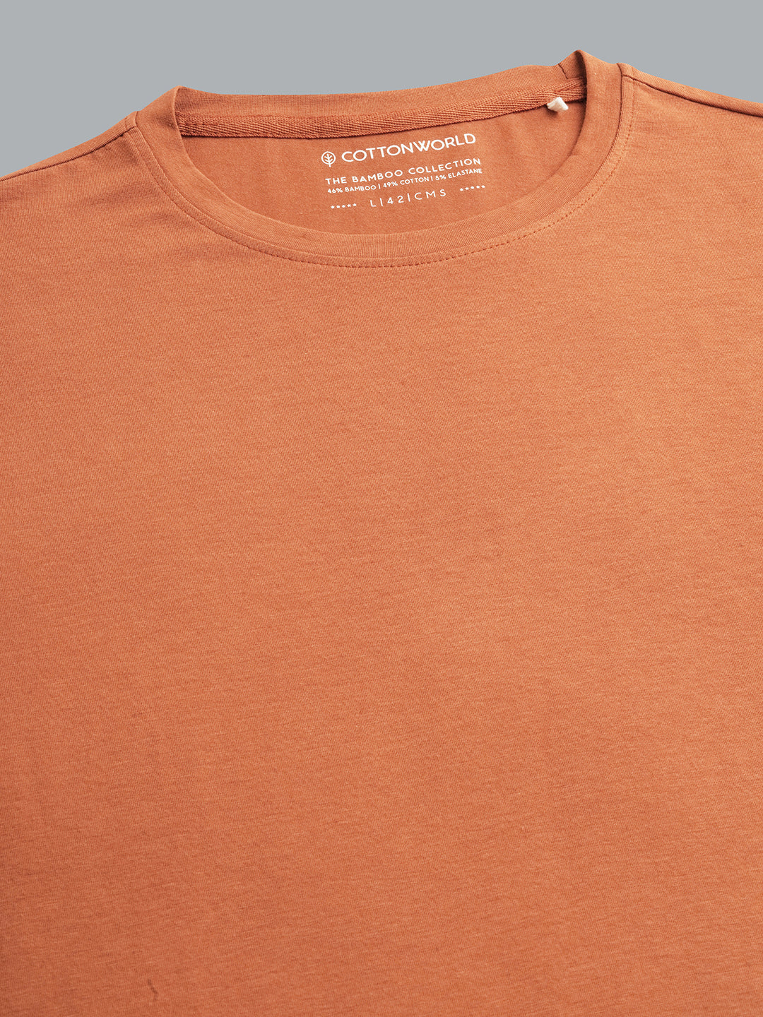 Men's Rust Cotton Bamboo Elastane Regular Fit Tshirt