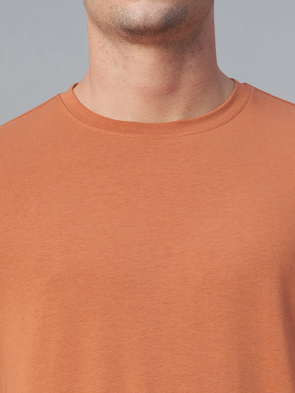 Men's Rust Cotton Bamboo Elastane Regular Fit Tshirt