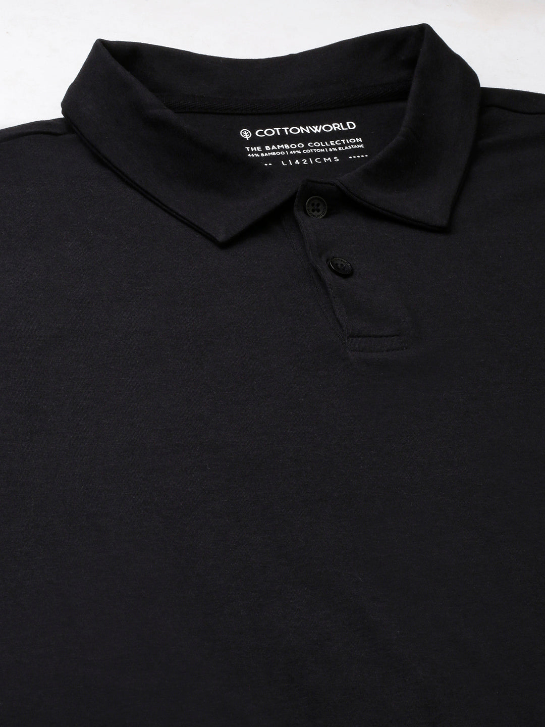 Men's Black Cotton Bamboo Elastane Regular Fit Tshirt