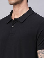 Men's Black Cotton Bamboo Elastane Regular Fit Tshirt