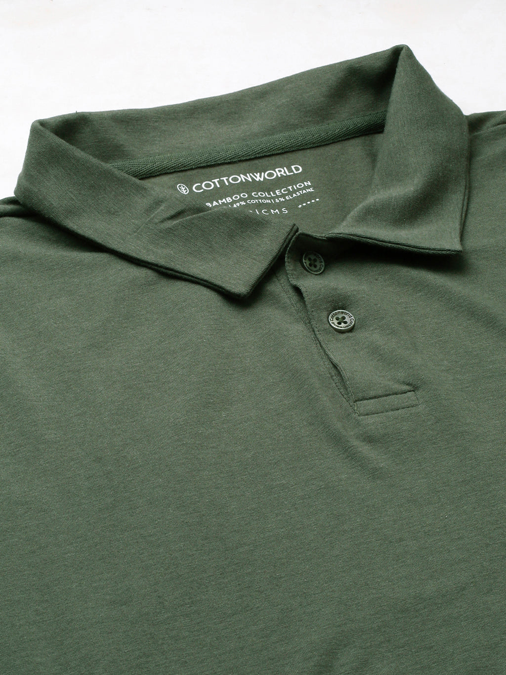Men's Olive Cotton Bamboo Elastane Regular Fit Tshirt