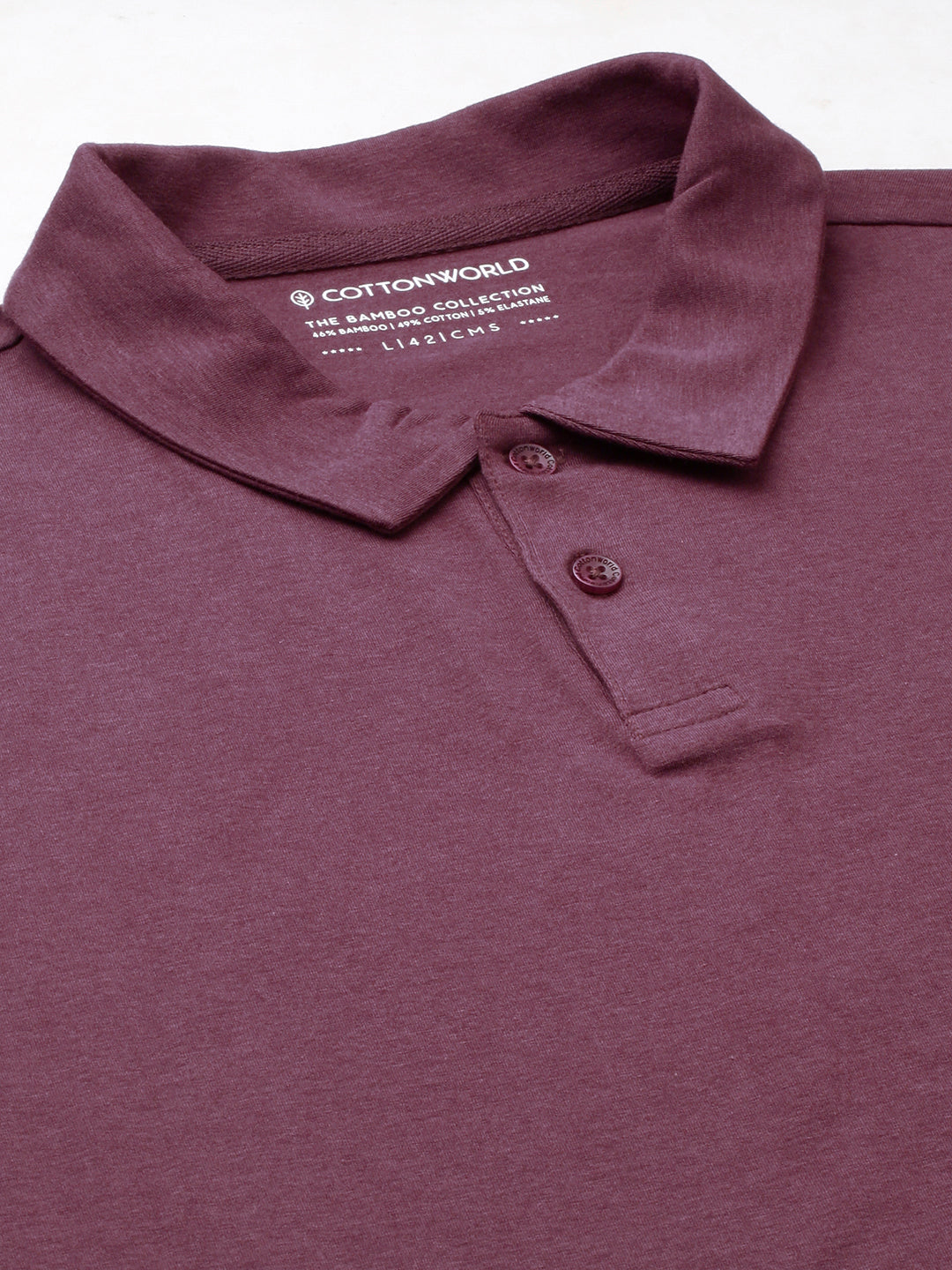 Men's Wine Cotton Bamboo Elastane Regular Fit Tshirt