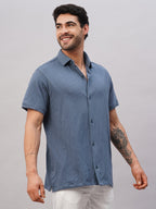 Men's Blue Cotton Regular Fit Tshirt