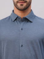 Men's Blue Cotton Regular Fit Tshirt