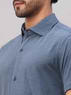 Men's Blue Cotton Regular Fit Tshirt