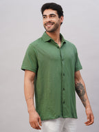 Men's Green Cotton Regular Fit Tshirt