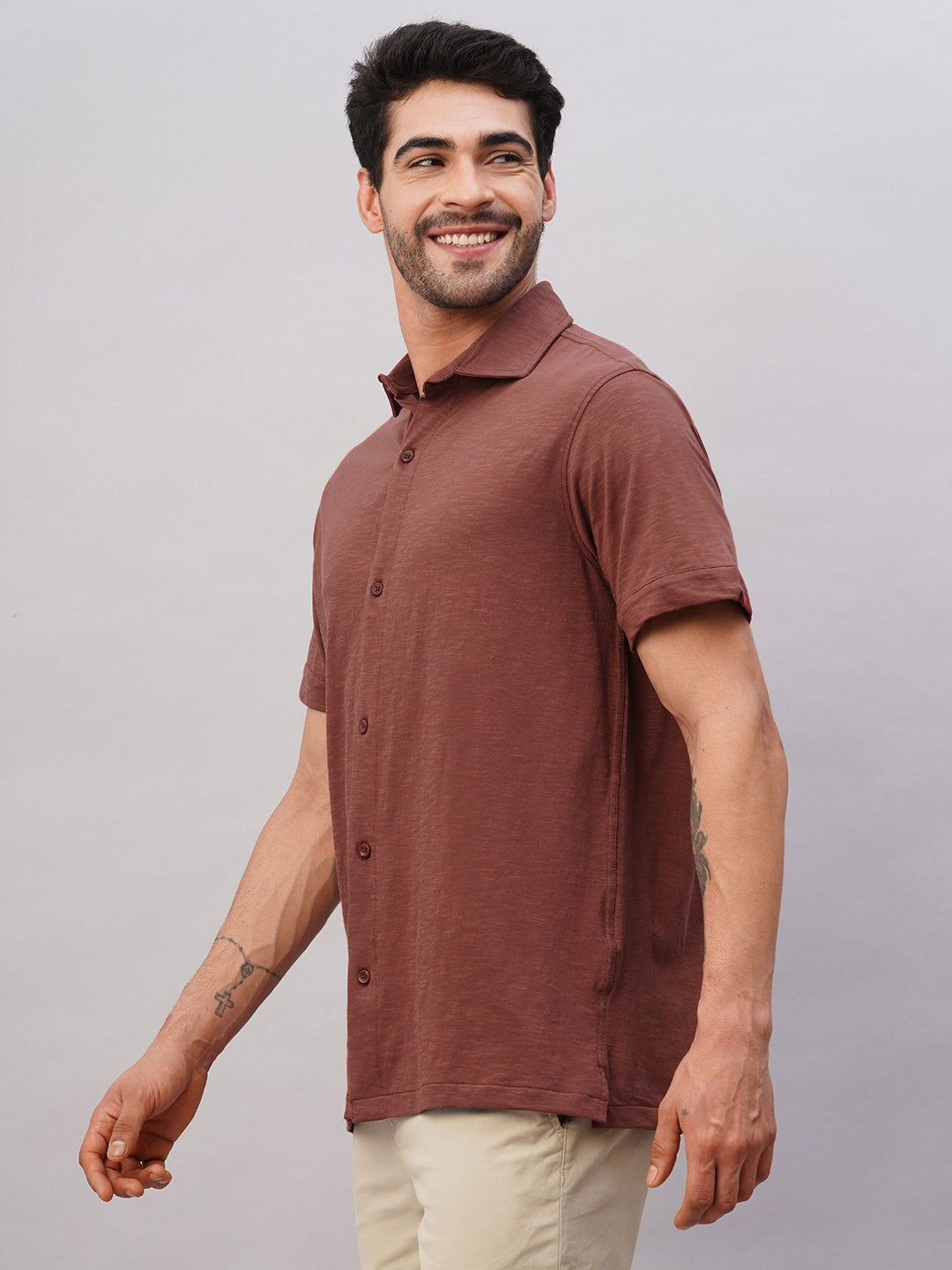 Men's Rust Cotton Regular Fit Tshirt