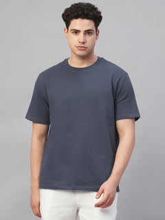 Men’s Cotton Elastane Regular Fit Round Neck T-Shirt Blue