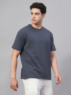Men’s Cotton Elastane Regular Fit Round Neck T-Shirt Blue