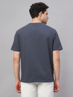 Men’s Cotton Elastane Regular Fit Round Neck T-Shirt Blue