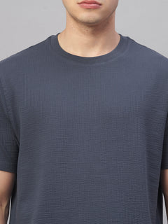 Men’s Cotton Elastane Regular Fit Round Neck T-Shirt Blue