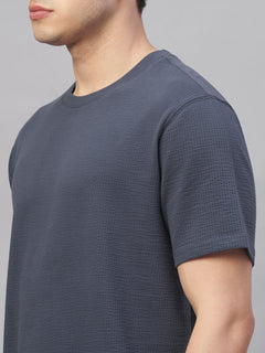Men’s Cotton Elastane Regular Fit Round Neck T-Shirt Blue