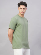 Men's Green Cotton Elastane Regular Fit Tshirt