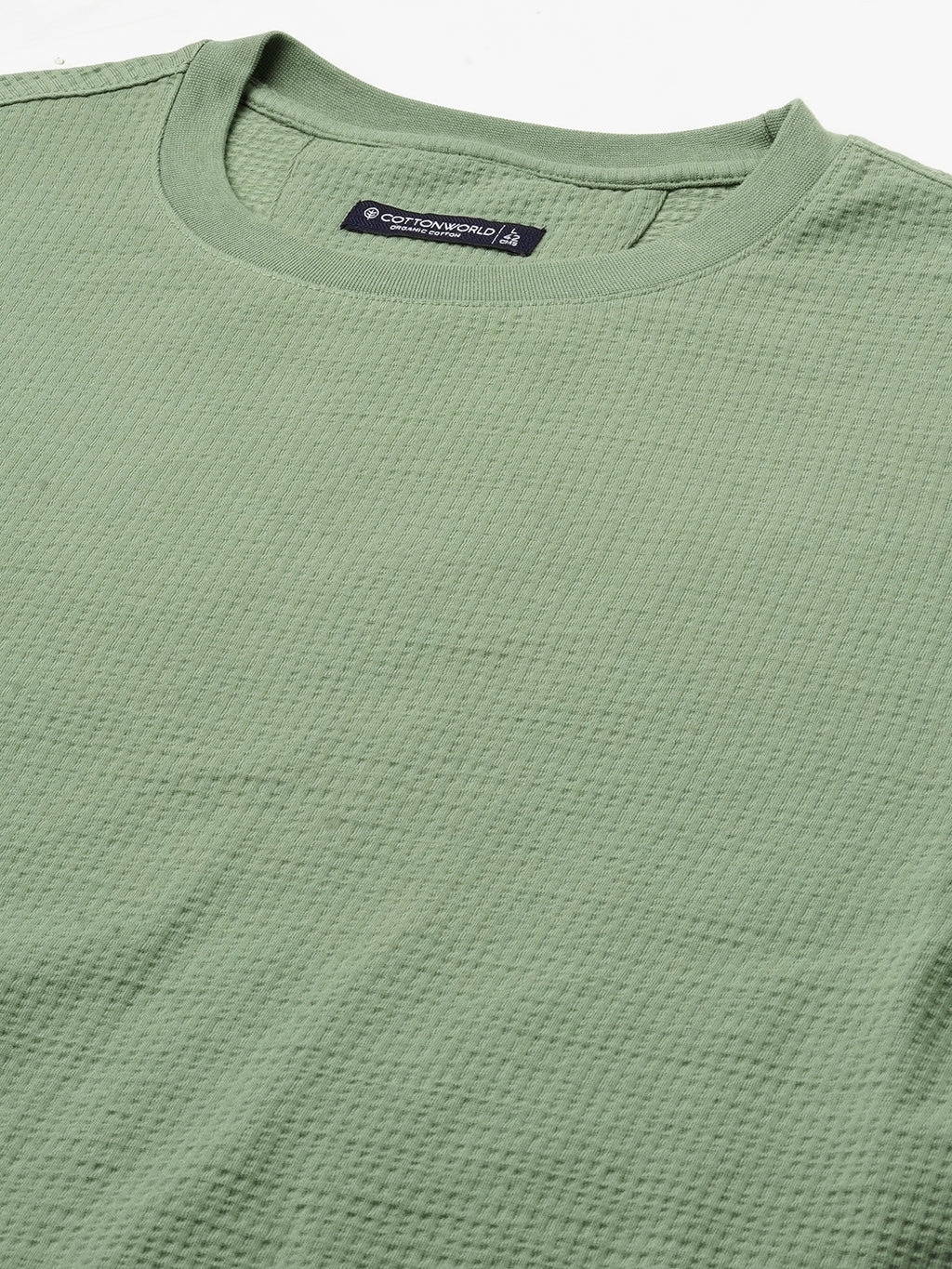 Men's Green Cotton Elastane Regular Fit Tshirt
