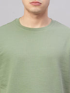 Men's Green Cotton Elastane Regular Fit Tshirt