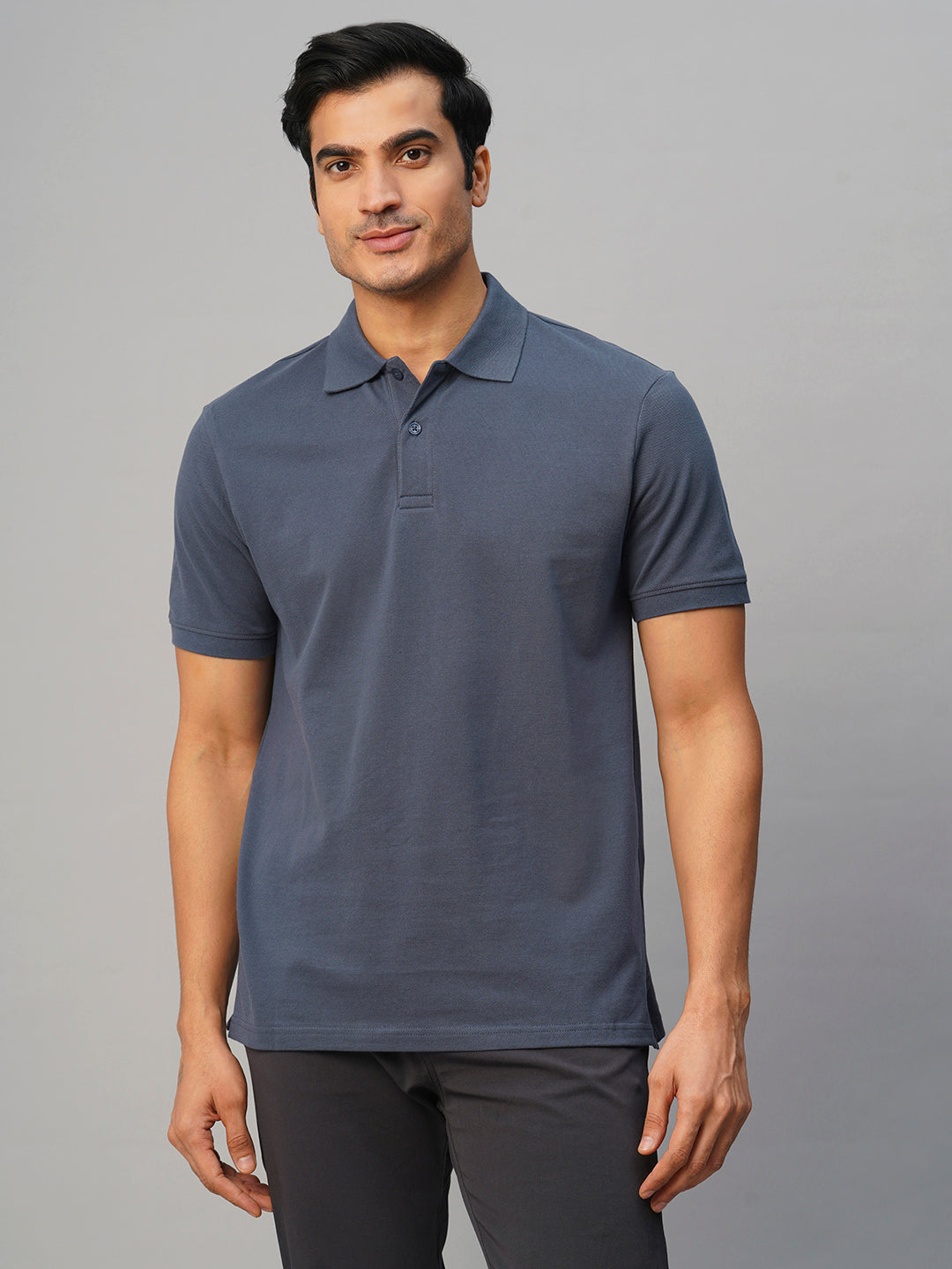 Men's Blue Cotton Regular Fit Tshirt