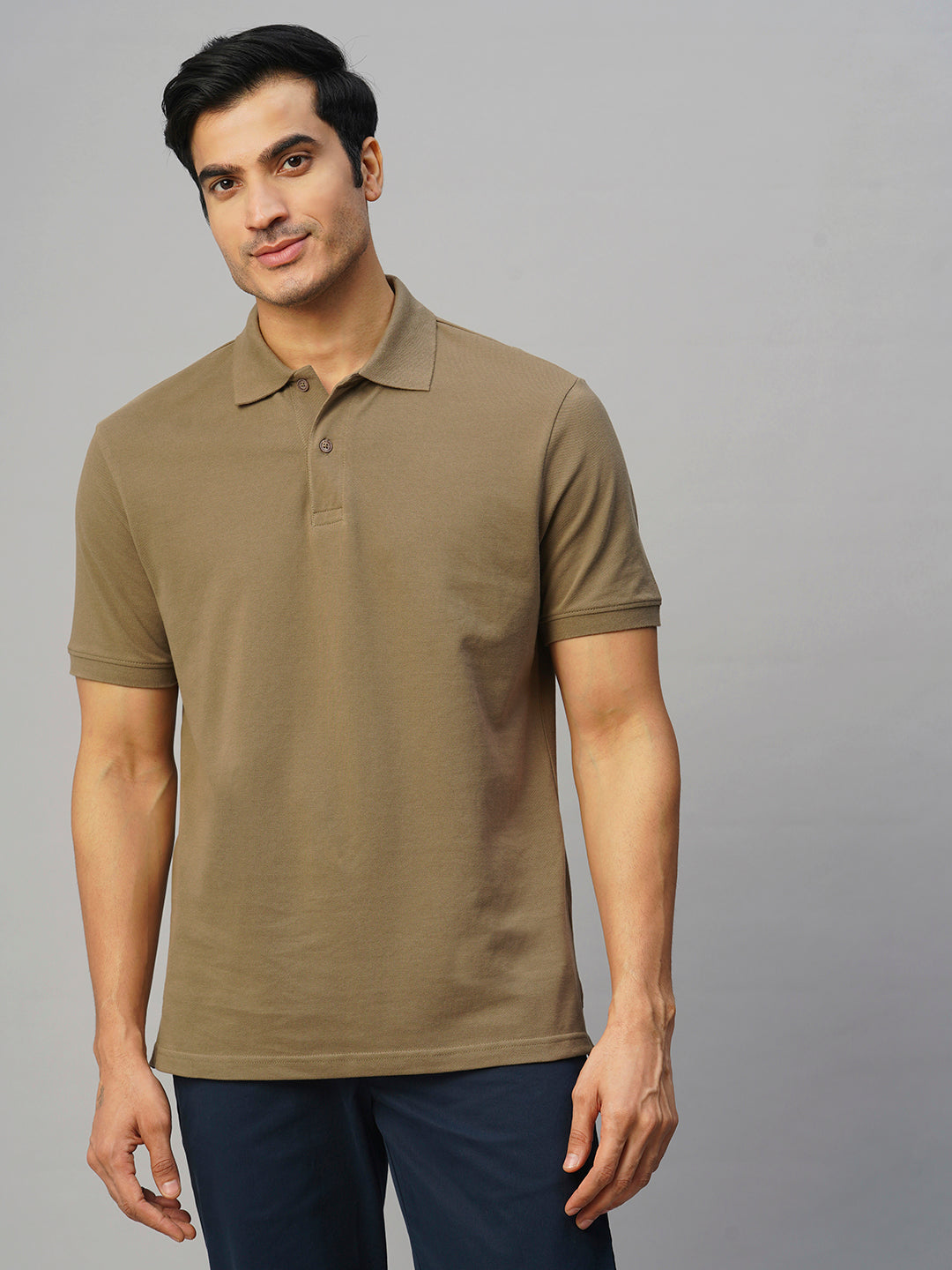 Men's Brown Cotton Regular Fit Tshirt