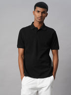 Men's Black 100% Cotton Regular Fit Tshirt