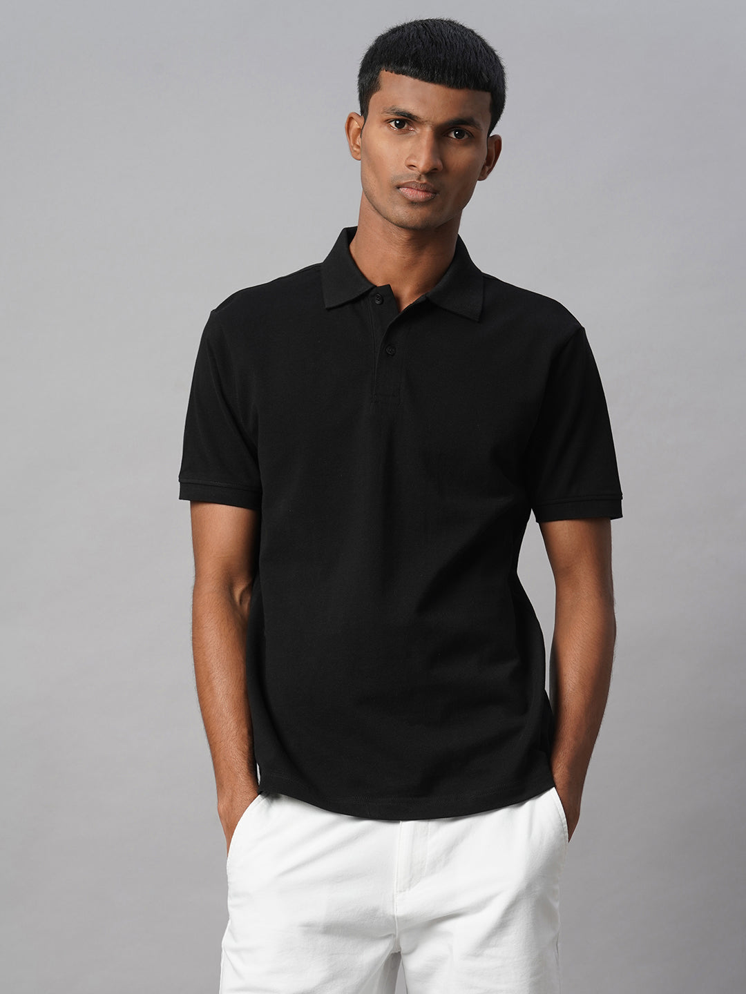 Men's Black 100% Cotton Regular Fit Tshirt