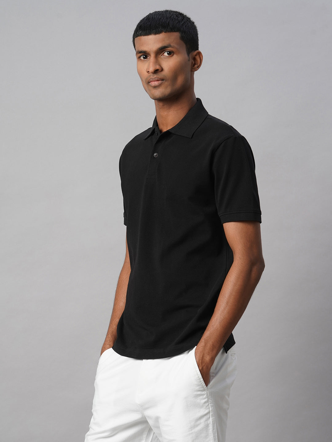Men's Black 100% Cotton Regular Fit Tshirt