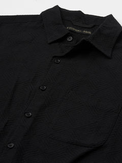 Men’s Cotton Elastane Regular Fit Button Front T-Shirt Black