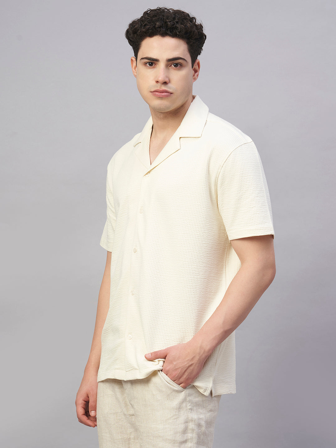 Men's Natural Cotton Elastane Regular Fit Tshirt