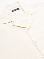 Men's Cotton Elastane Regular Fit Button Front T Shirt Natural