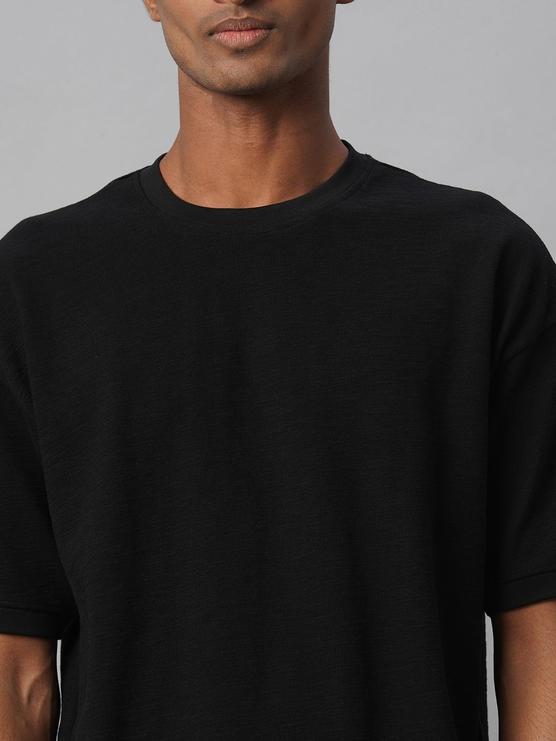 Men's Black 100% Cotton Regular Fit Tshirt