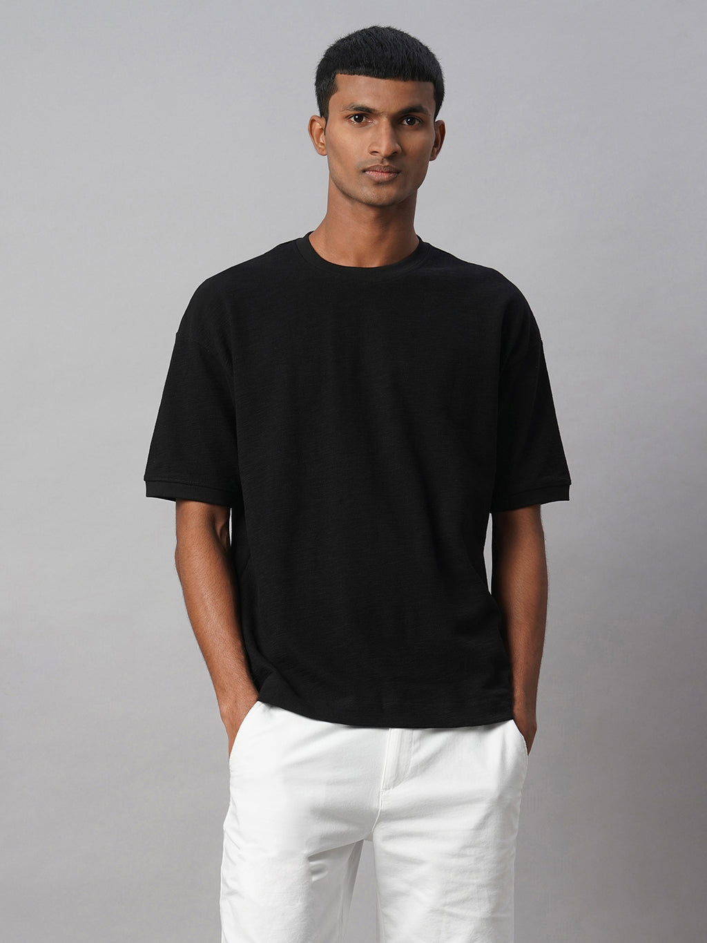 Men's Black 100% Cotton Regular Fit Tshirt