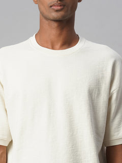 Men's 100% Cotton Regular Fit Round Neck Tshirt Natural